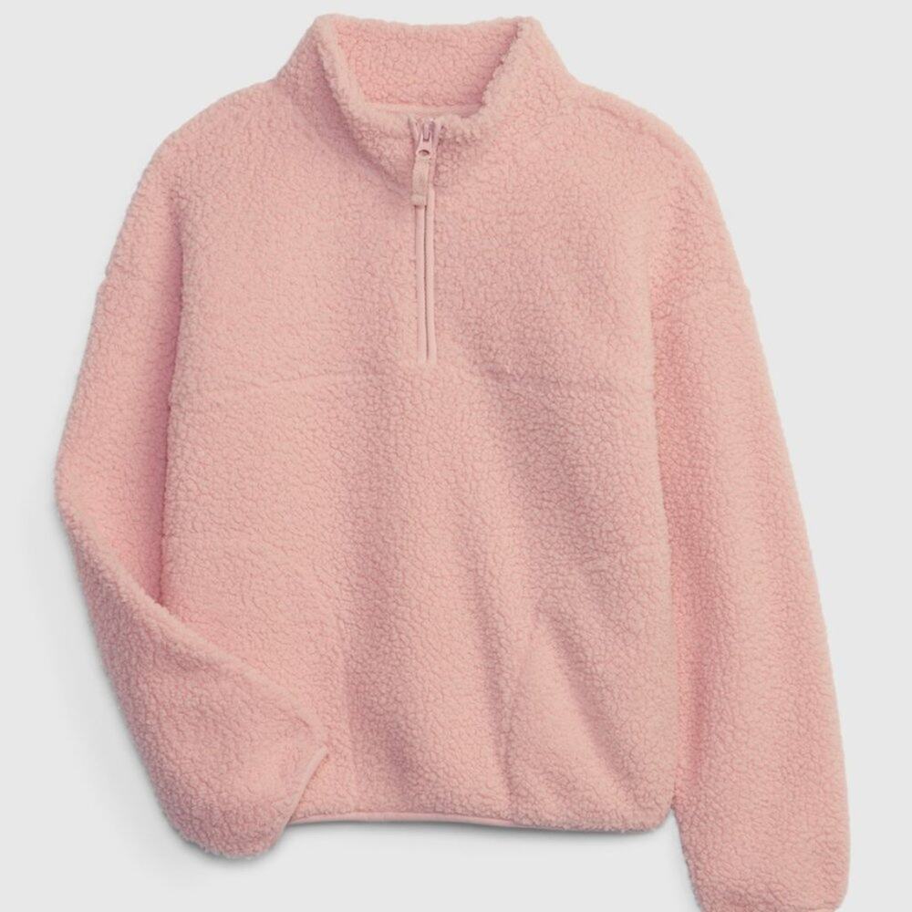 GAP Kids Half-Zip Sherpa Pullover Pink Standard XS